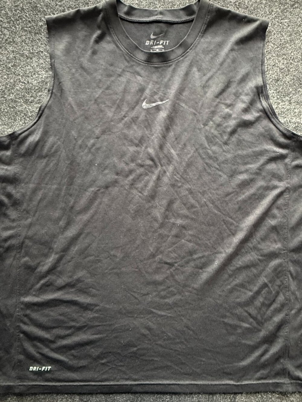 Nike Dri-FIT Sleeveless Shirt Men’s XL Black Muscle Tank Swoosh Athletic Gym